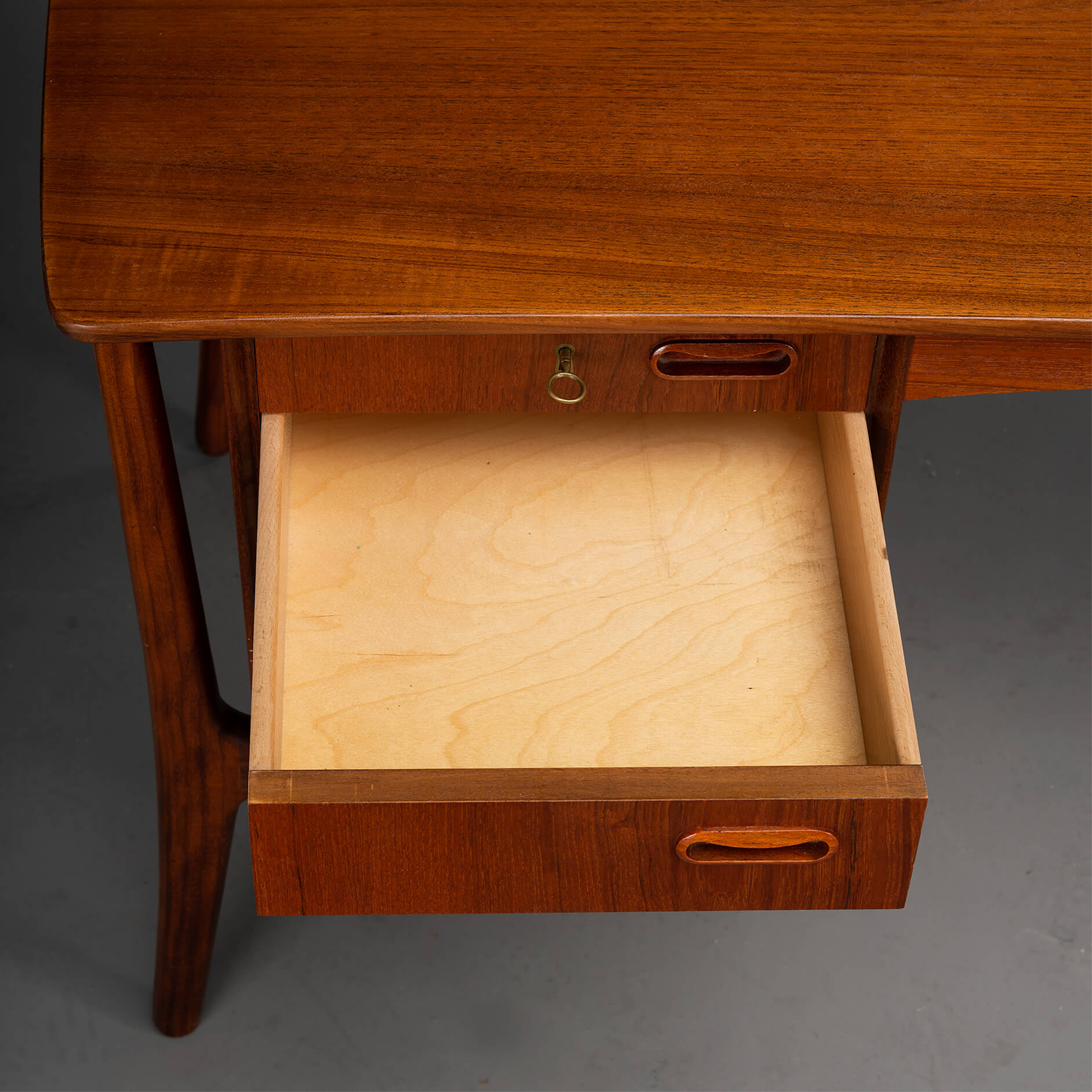 Danish vintage teak design desk by svend age madsen for hp hansen, 1960s