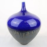 Grand vase émaillé bleu