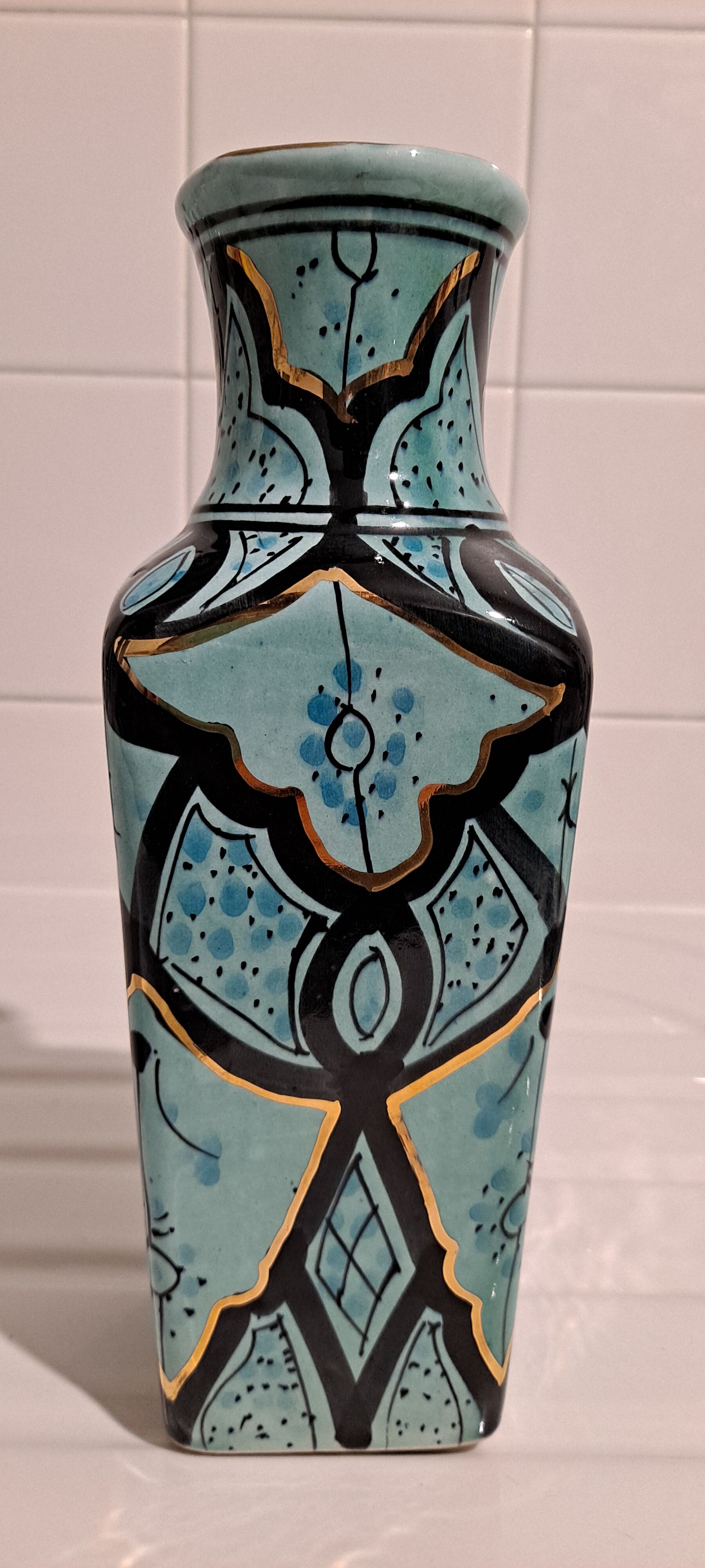 Vase bleu et or Azouz Kharraz Tunisie