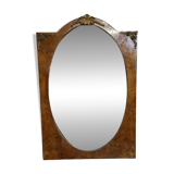 Large oval mirror in burl wood and gilded bronze – Napoléon III period - late 19th century
