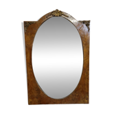 Large oval mirror in burl wood and gilded bronze – Napoléon III period - late 19th century