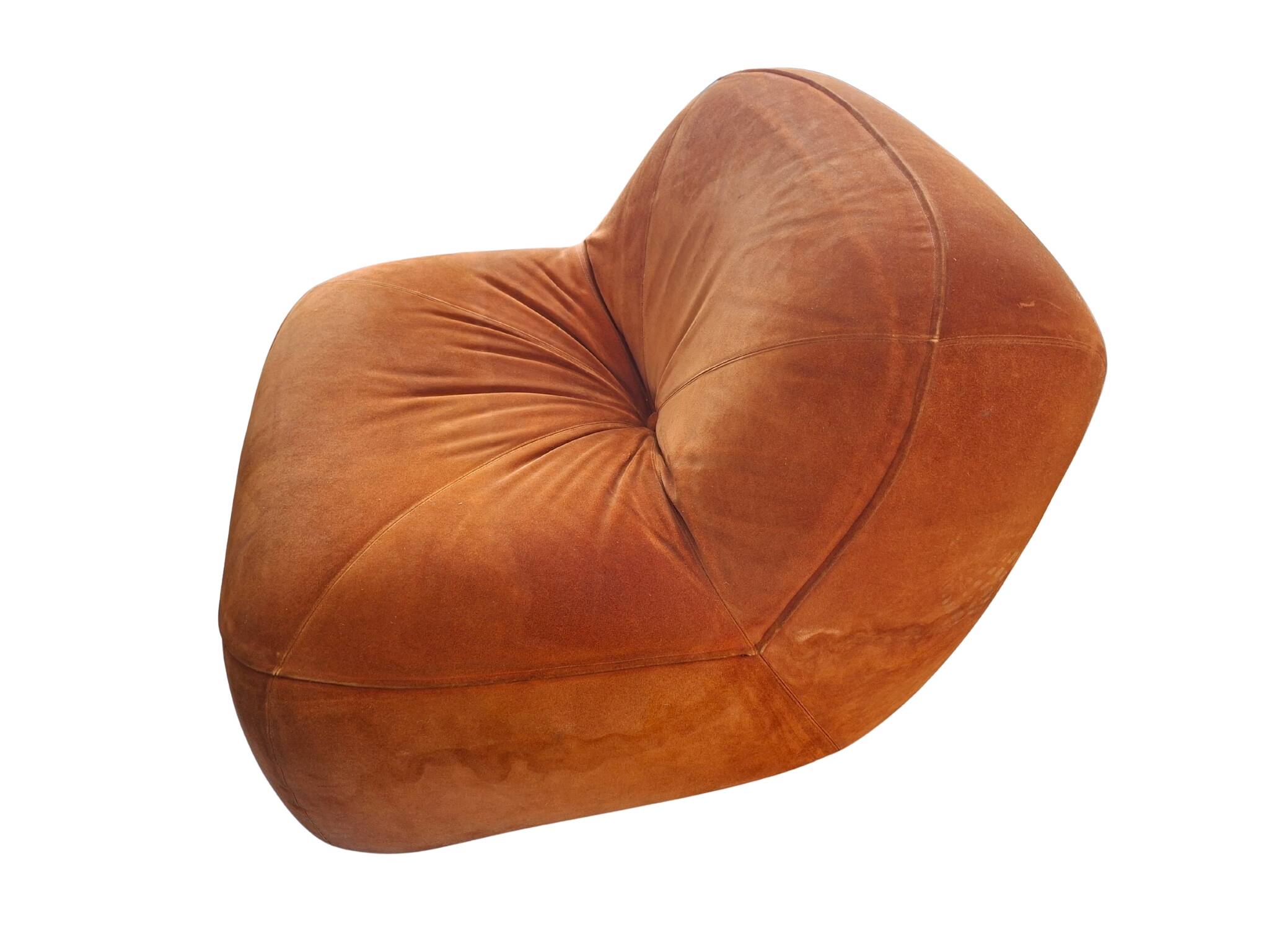 Set Vintage Anni '70: Divano 3 Posti + Poltrona in Velluto Arancione