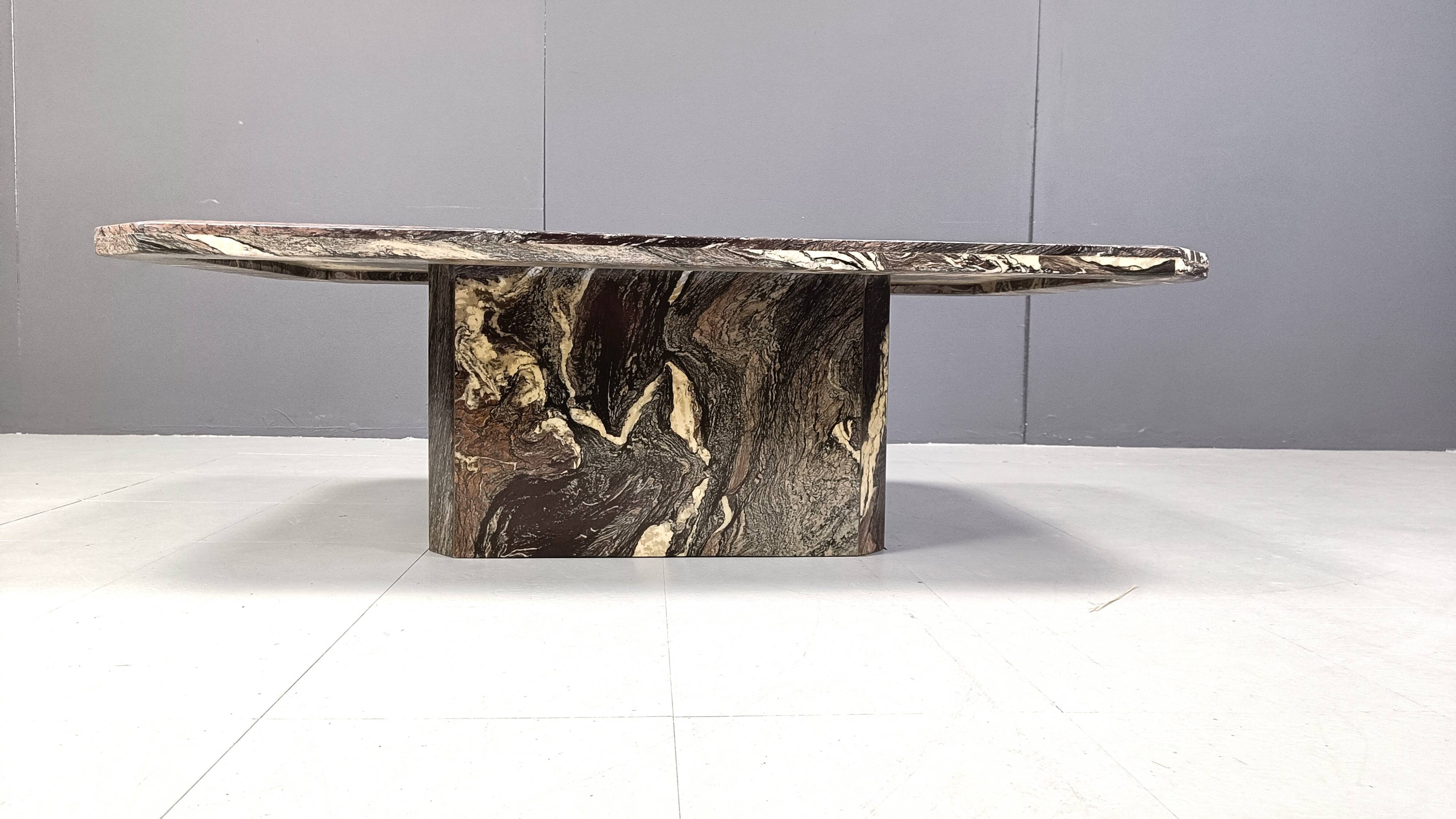 Vintage grey marble coffee table, 1970s