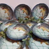 Service d'assiettes à poisson vintage