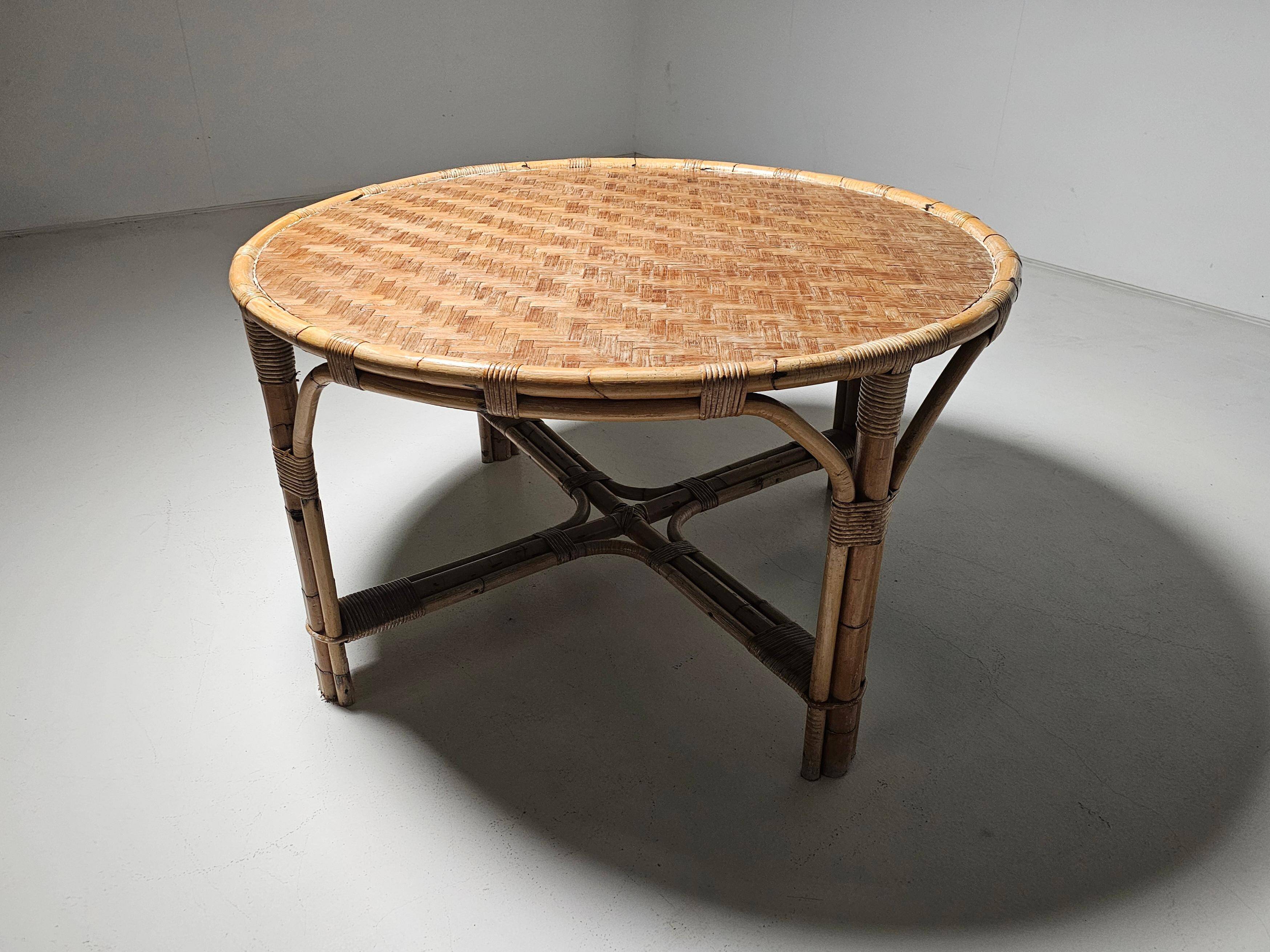 Dining table "patio" in bamboo, Italy, 1960s