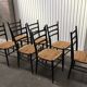 Set of 7 blackened wooden chairs, 1960s vintage