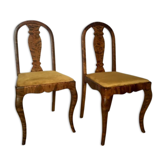 Set of Two Swedish Satin Birch Chairs, 1910s