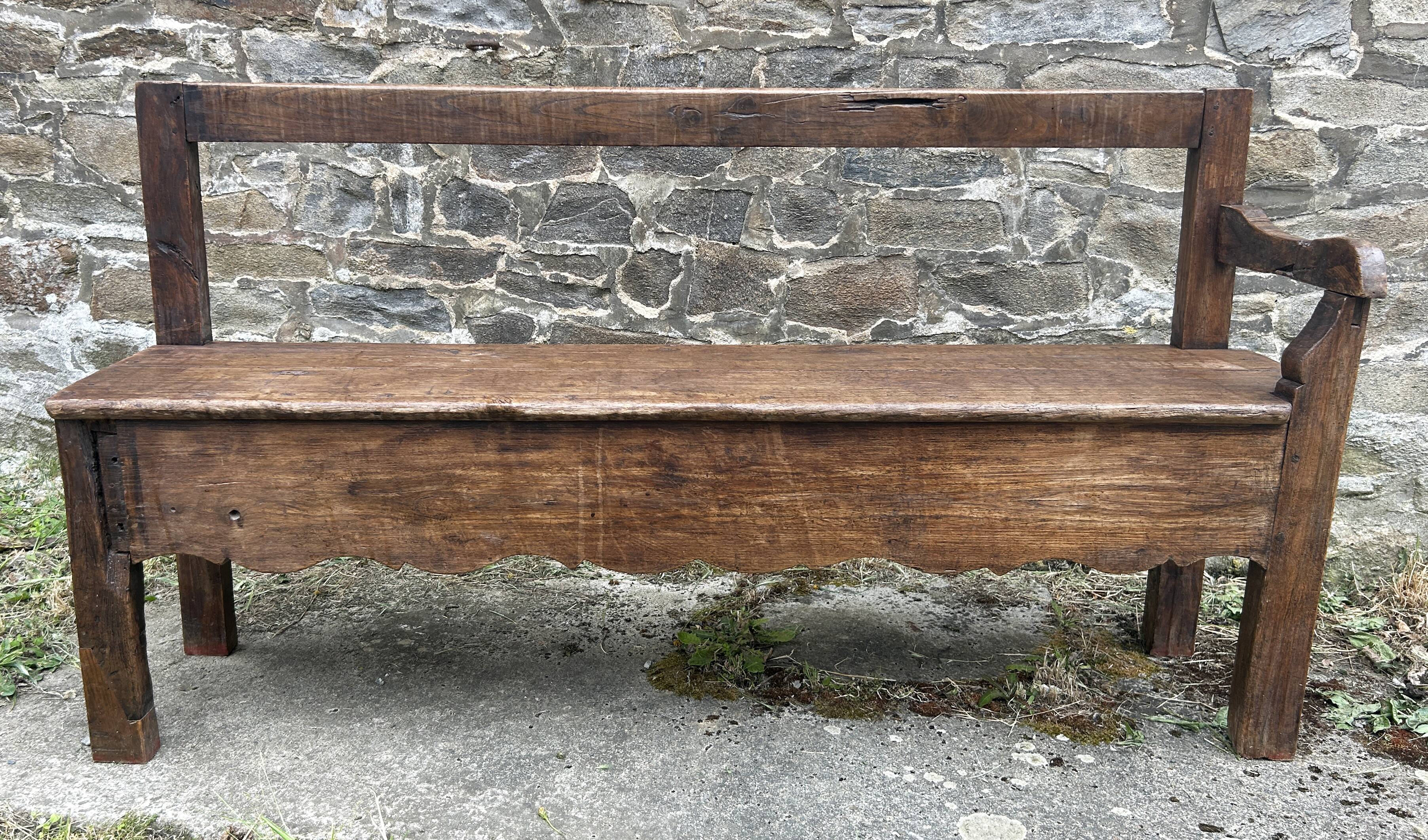 Banc de cheminée ancien en bois, fin XIXème s