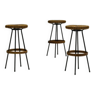 Set of 3 bar stools from Rohé Noordwolde, 1960s The Netherlands.