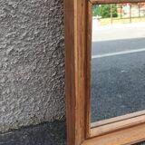 Square mirror in old wood