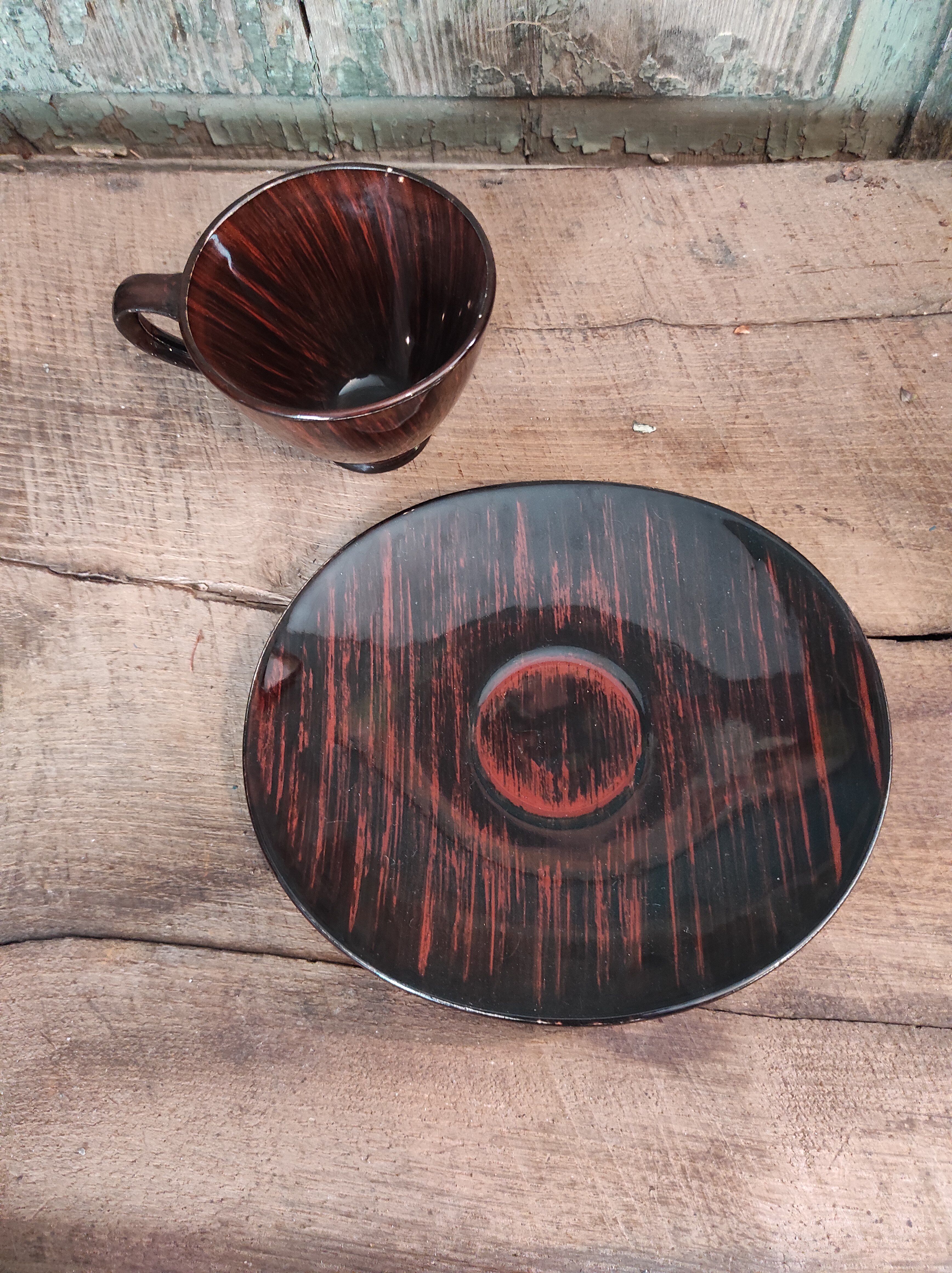 Mid Century French coffee set for 4, faïence Salins, model Bahamas