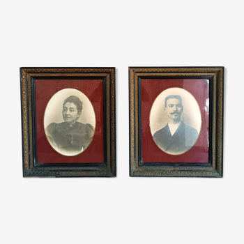 2 cadres Napoléon III portrait photo