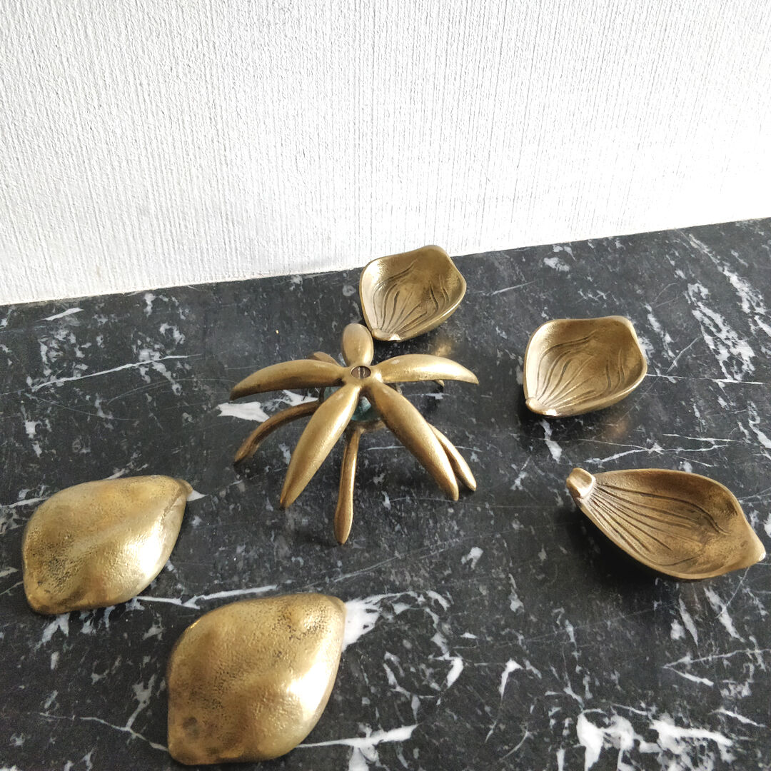 Art Nouveau-style brass flower ashtray
