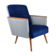 Vintage armchair 60s, DDR, renovation, velvet, houndstooth, blue