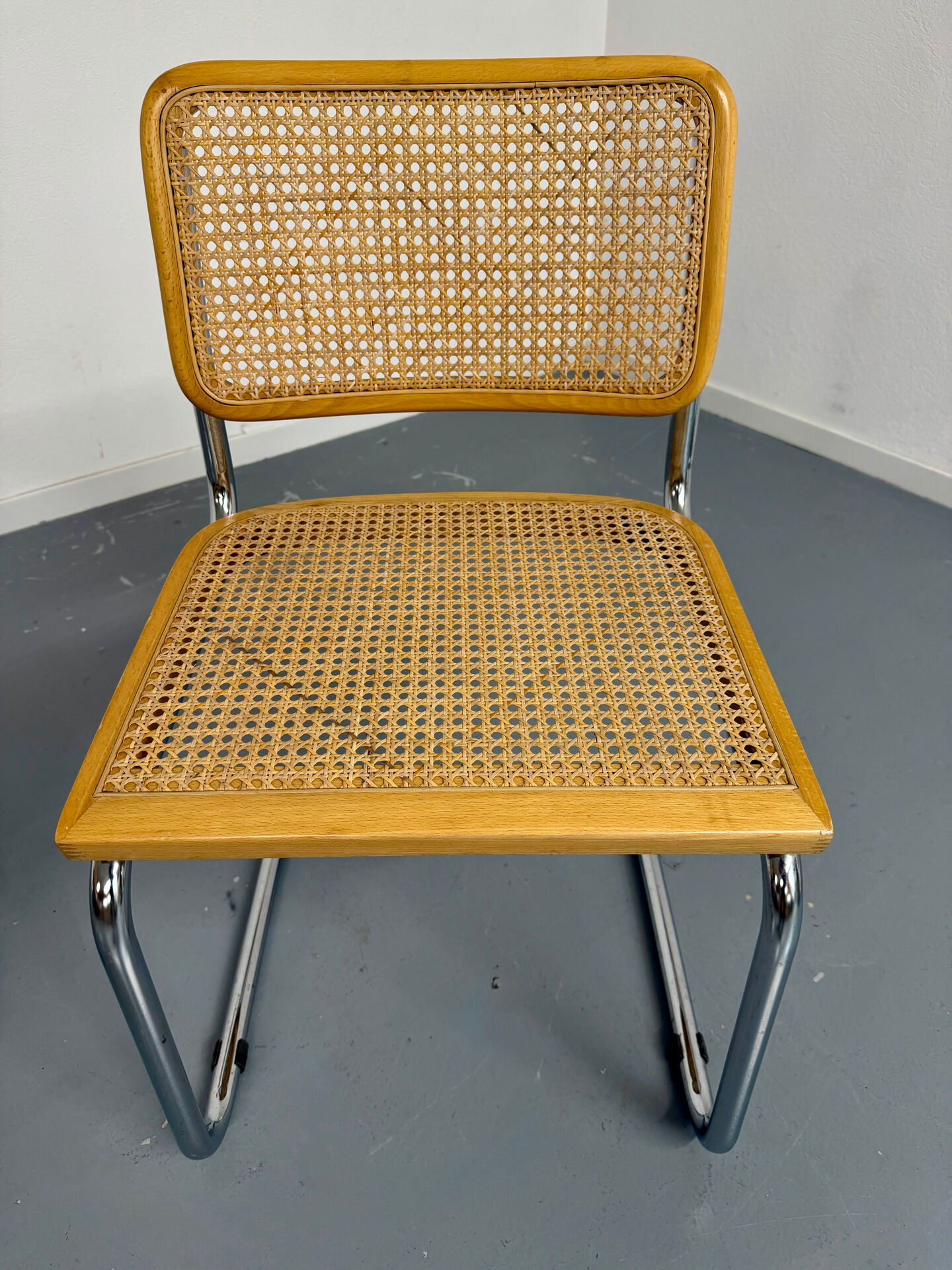 Set of 2 Italian cantilever chairs in cane Cesca 1970s,