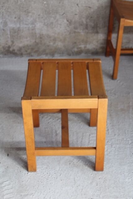 Suite of 4 stools design Sornay beech solid 1960