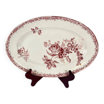 Oval dish "Fontange" Sarreguemines, red, 1920-1950