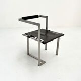 Geometric chair in leather and chrome, 1980s