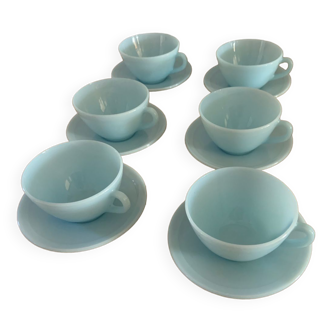 Vintage opaline cups and sub-cups