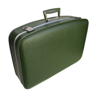 Valise hotesse de l'air vinyle vert vintage