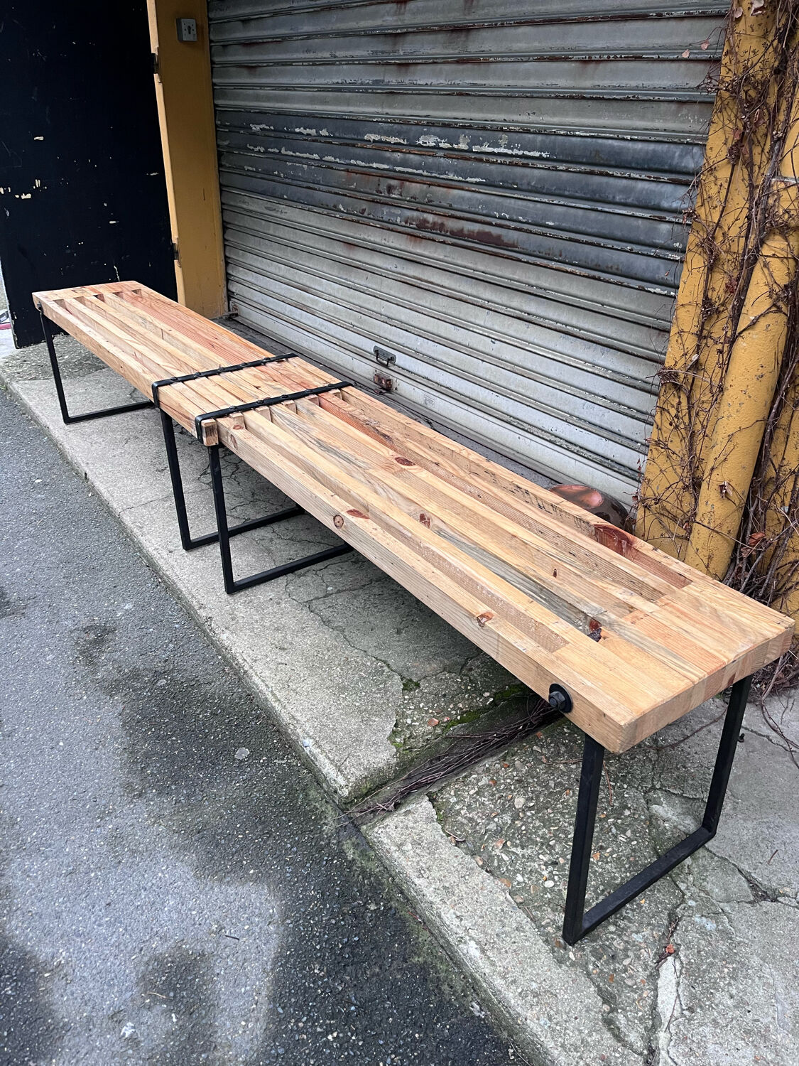 Banc extensible industriel bois et métal 160/260 cms