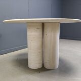 Round italian travertine dining table 1970s