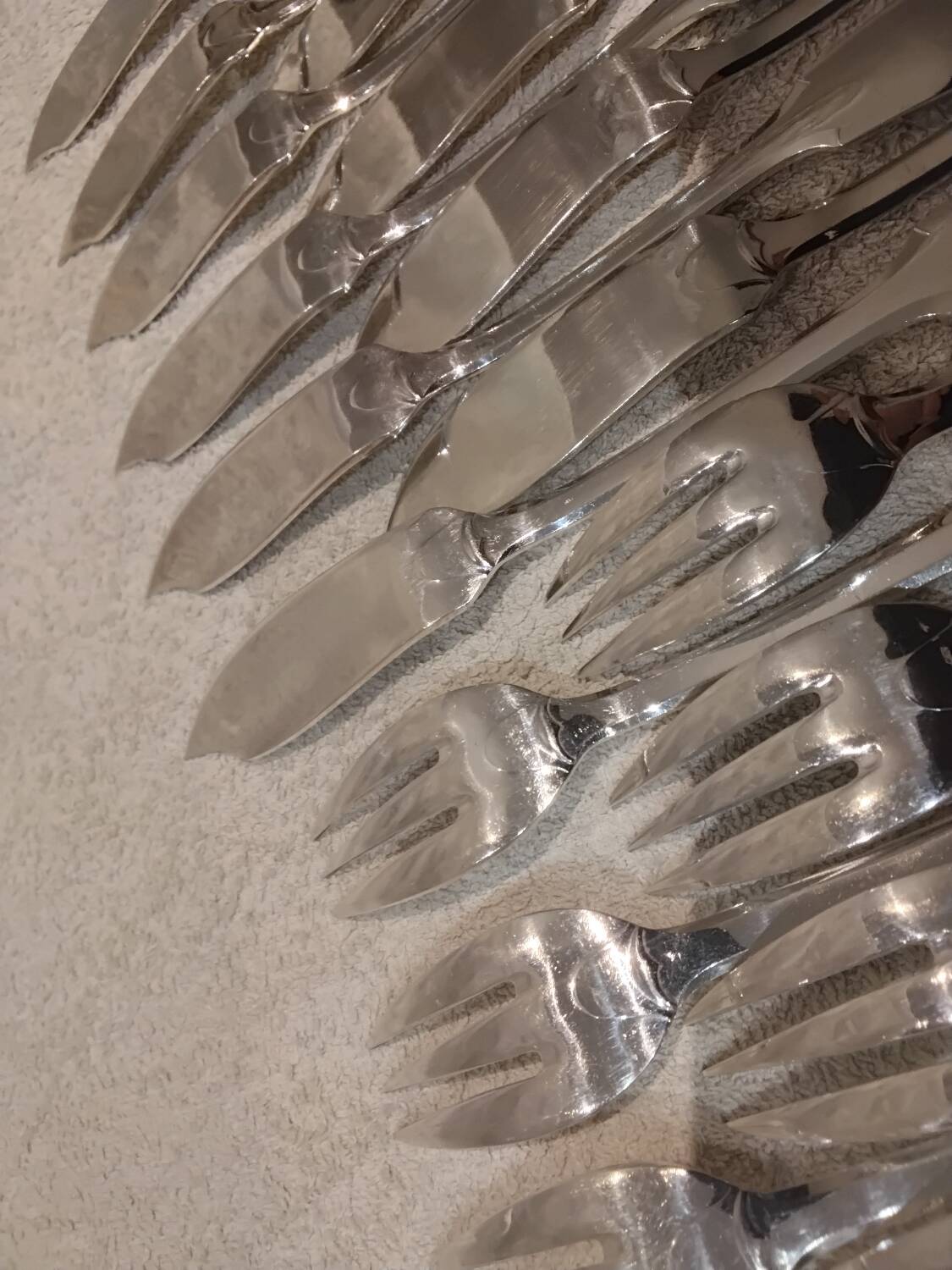12 fish cutlery sets 24p silver plated metal goldsmith Francia uni-flat