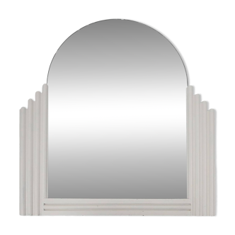 Elegant white lacquered Art Deco mirror in wood, France ca. 1930