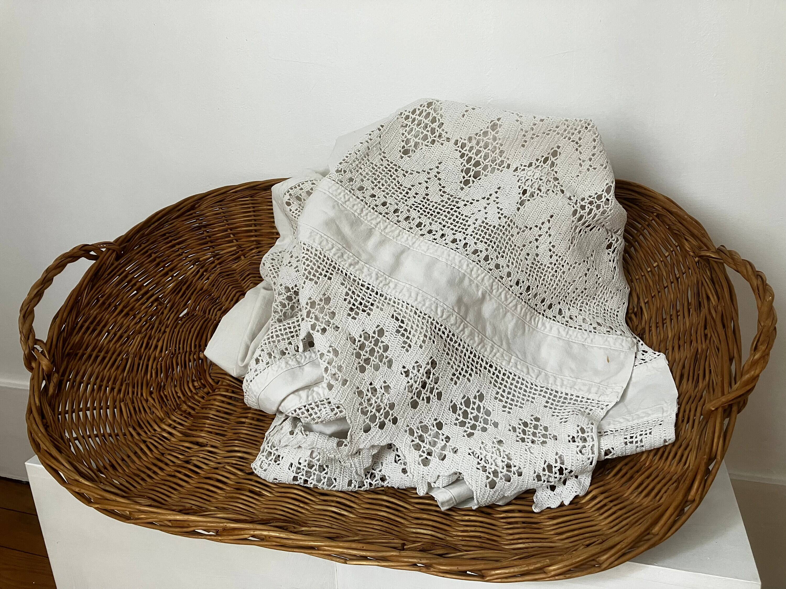 Large woven wicker tray