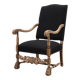Fauteuil Louis XIII du 19ème siècle en lin noir, France