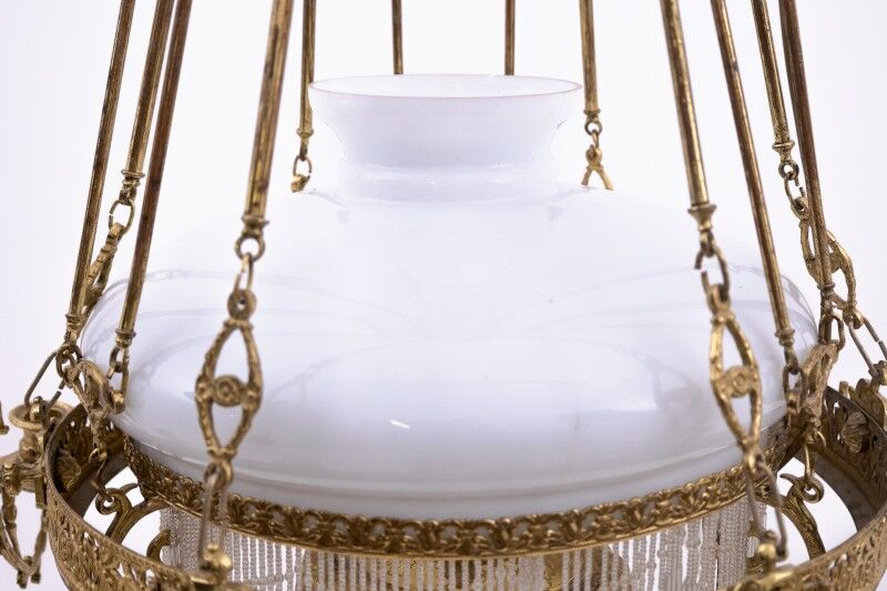 Brass chandelier from the first half of the 20th century.