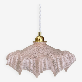 Vintage lampshade pendant light in pink clichy glass
