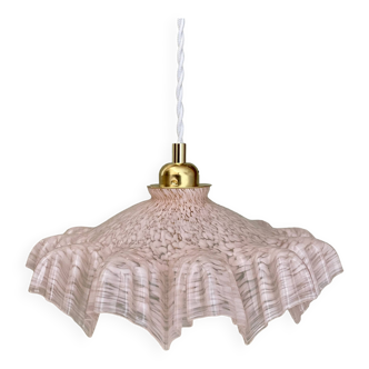 Vintage lampshade pendant light in pink clichy glass