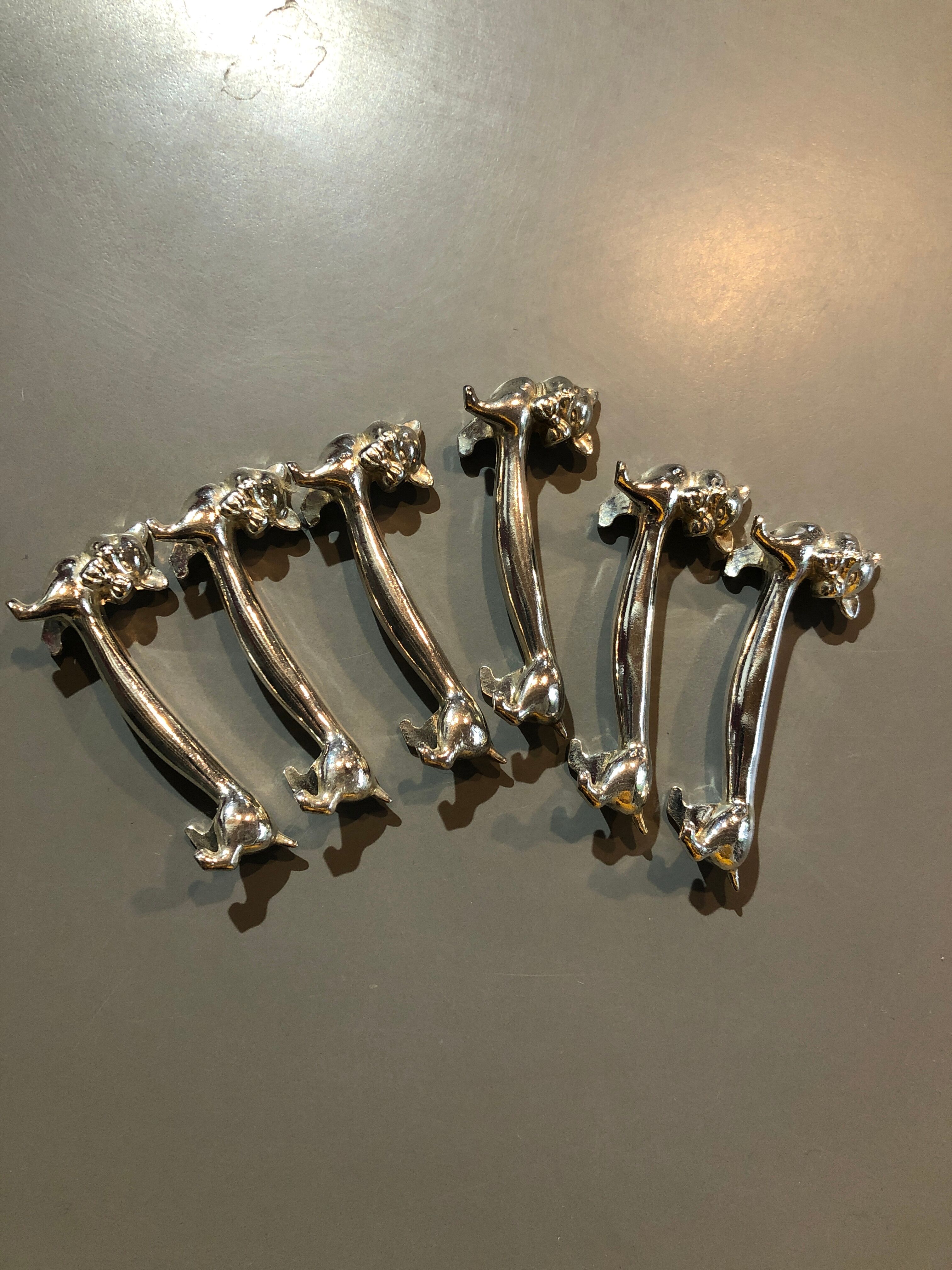 Silver metal cat knife holders