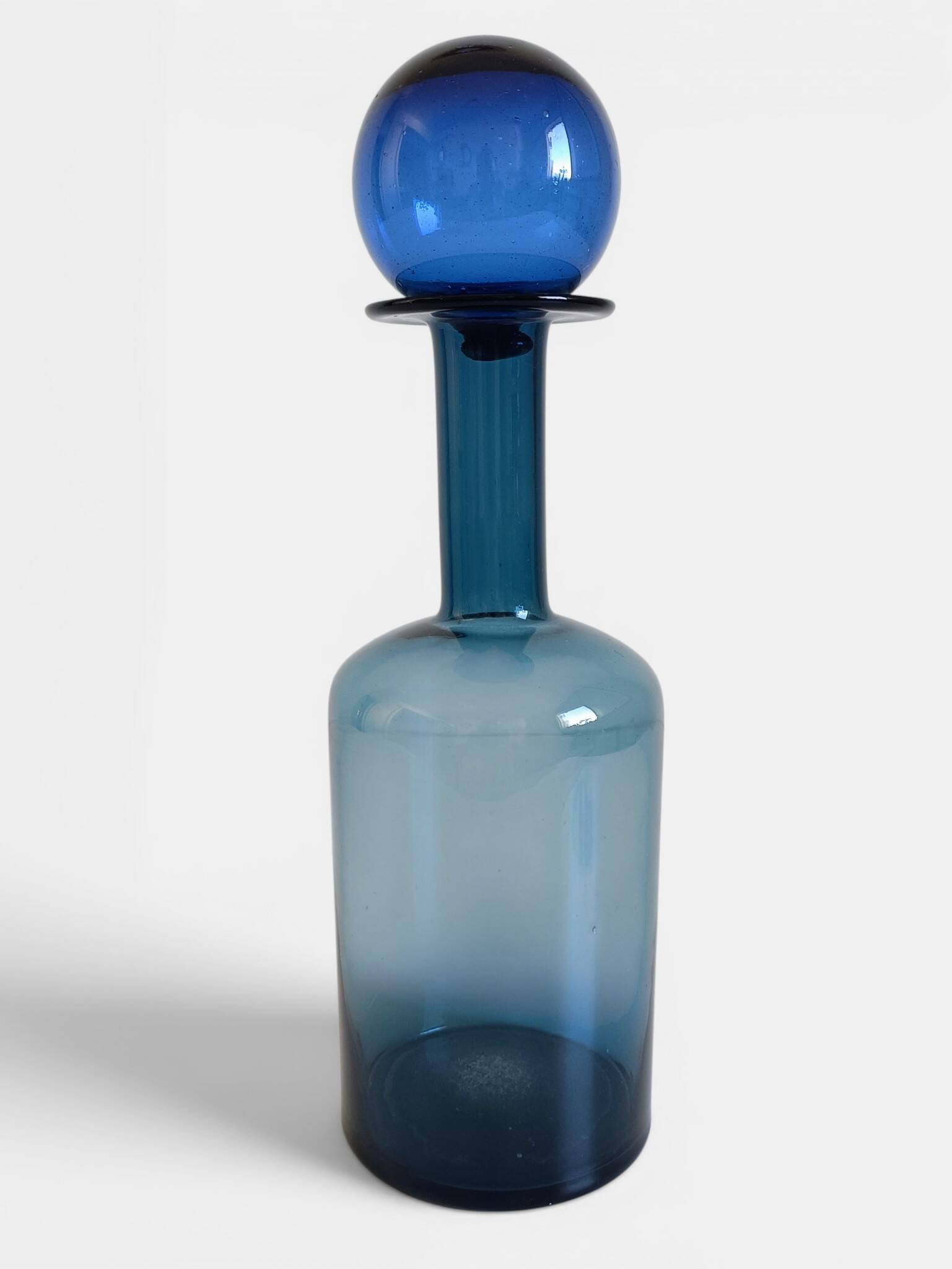 Scandinavia Modern Otto Bauer for Holmegaard Blue Glass Bottle Decanter