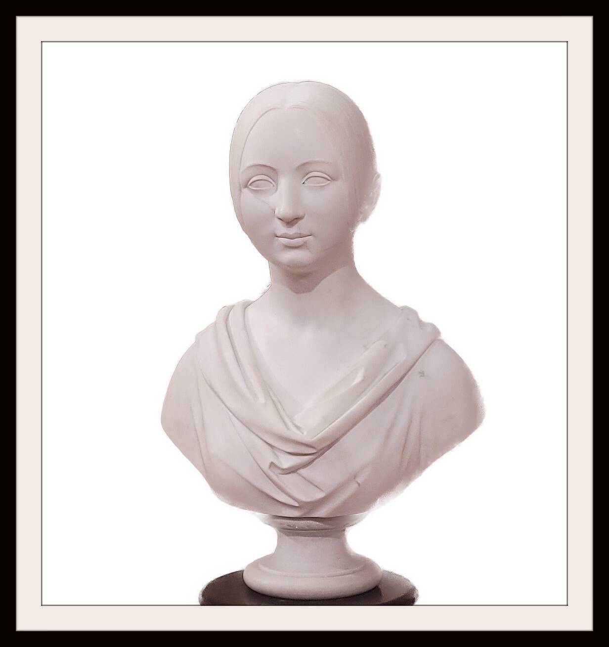 White marble bust by Giuseppe Croff representing Joséphine Carron