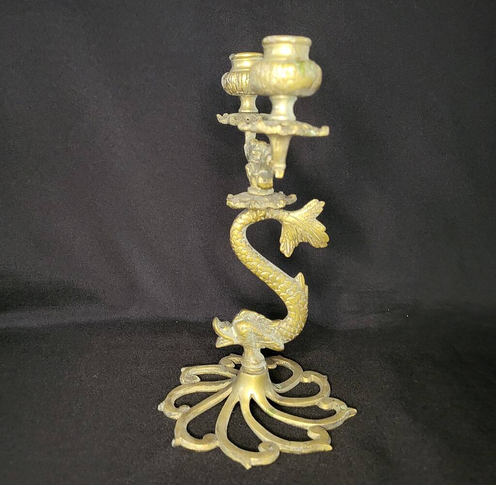 Pair of Koi Fish Candle Holder Solid Brass