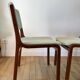 Pair of wooden armchairs and green and ecru fabrics 70s