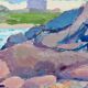Original Swedish oil painting on panel "Coastal Scene" by D. Samuelsson