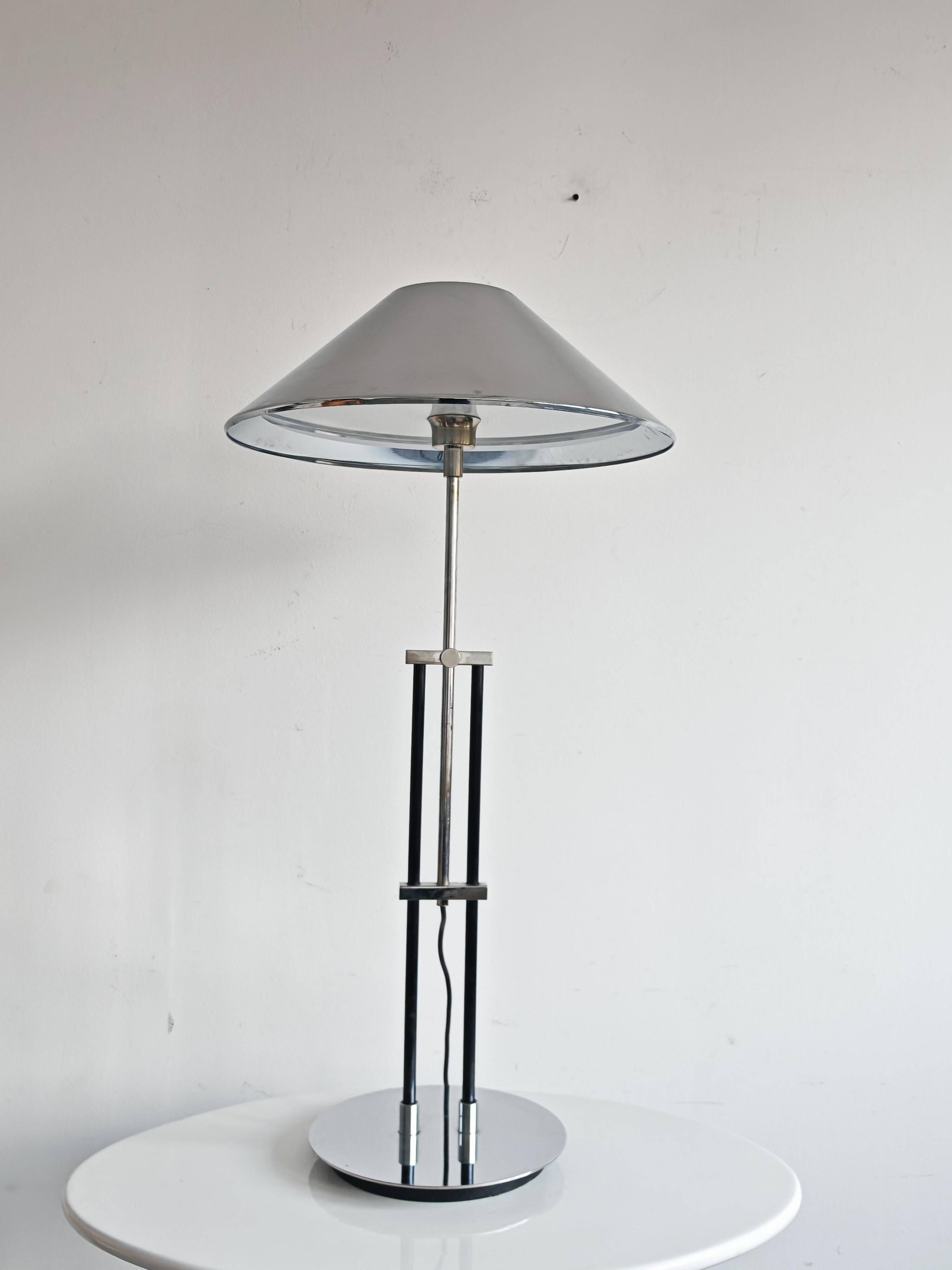 Space Age table lamp in nickel-plated steel, height adjustable, 1970s.
