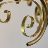 Vintage Italian Brass and Opaline Chandelier