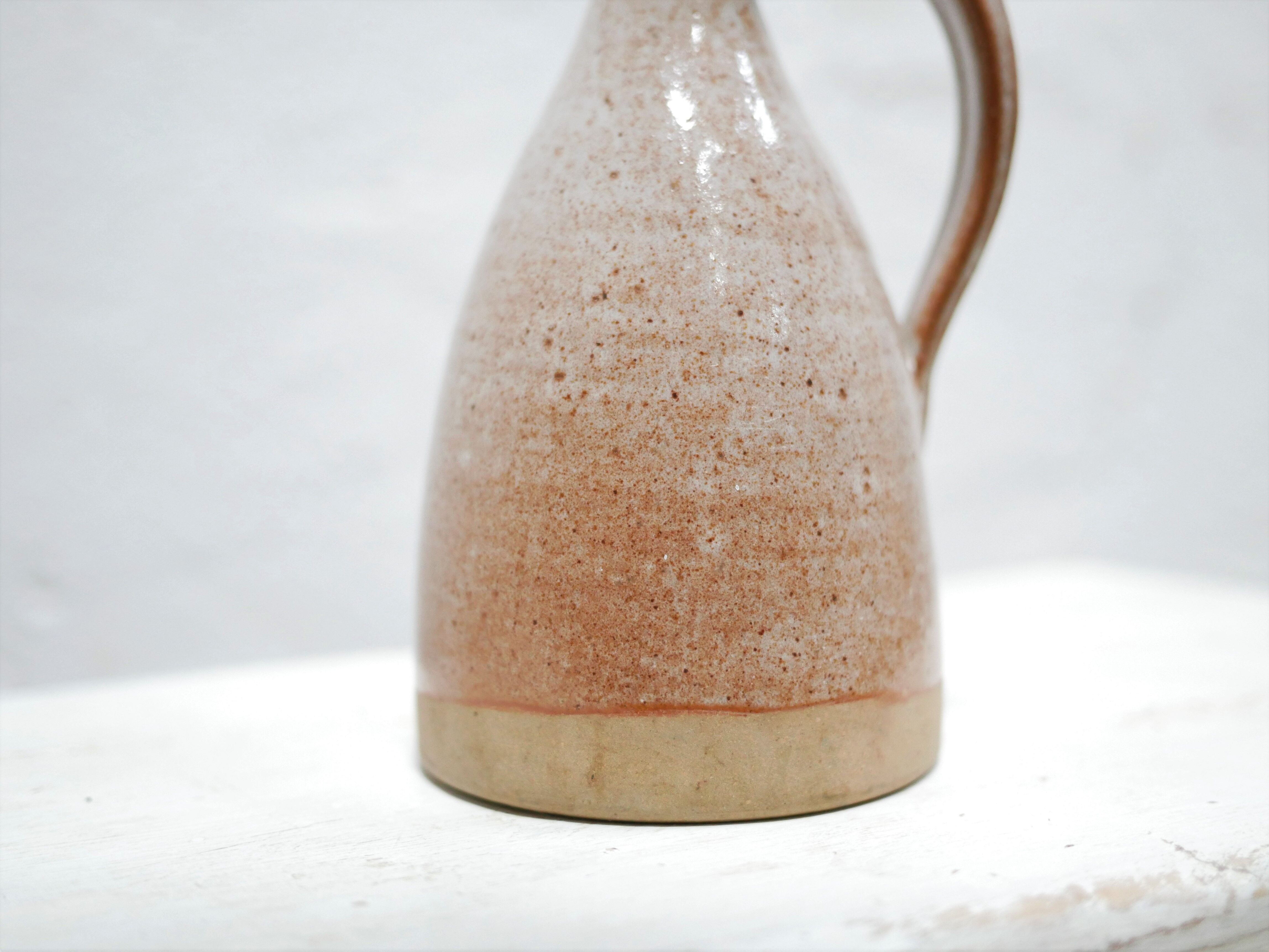 Vintage stoneware decanter by roger jacques, saint amand