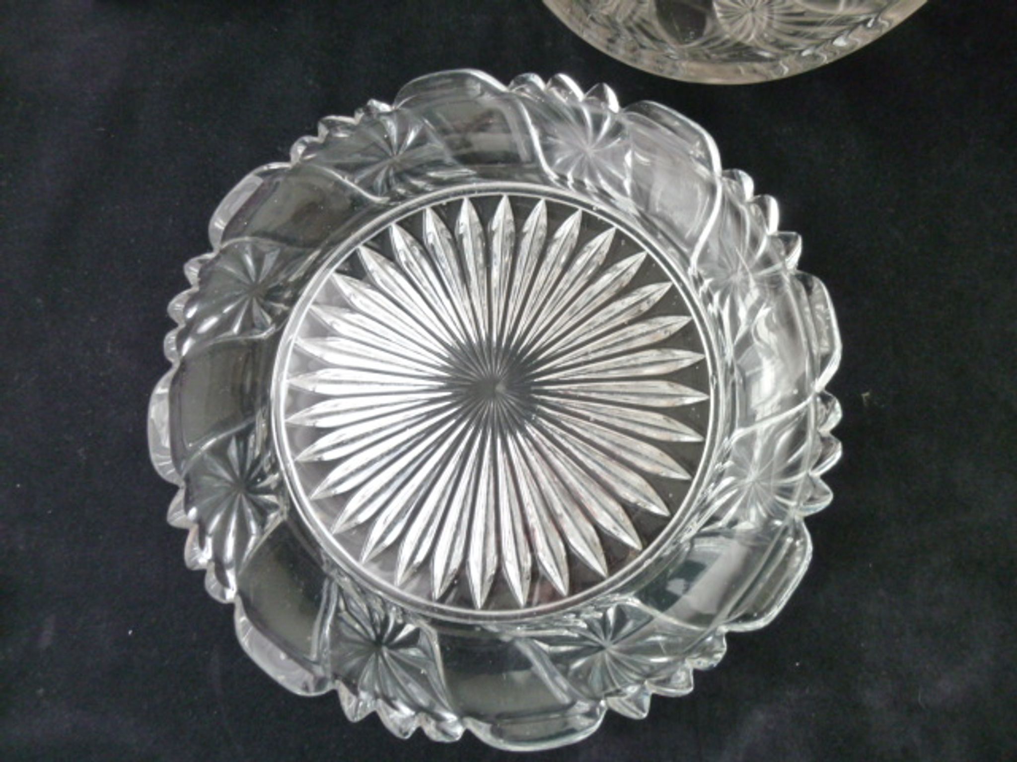 Old cheese bell on its molded pressed glass tray