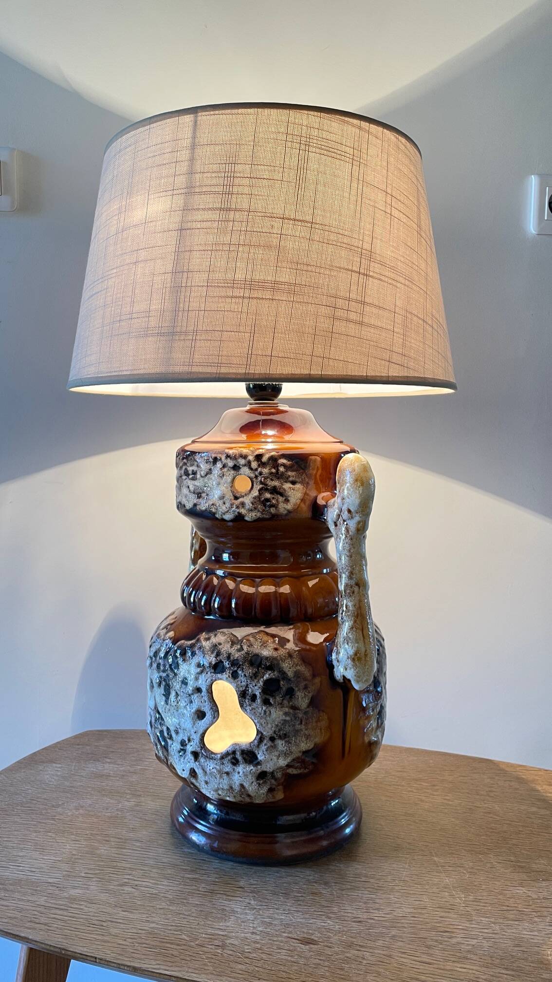 Lamp ceramic fat lava double lighting 70s