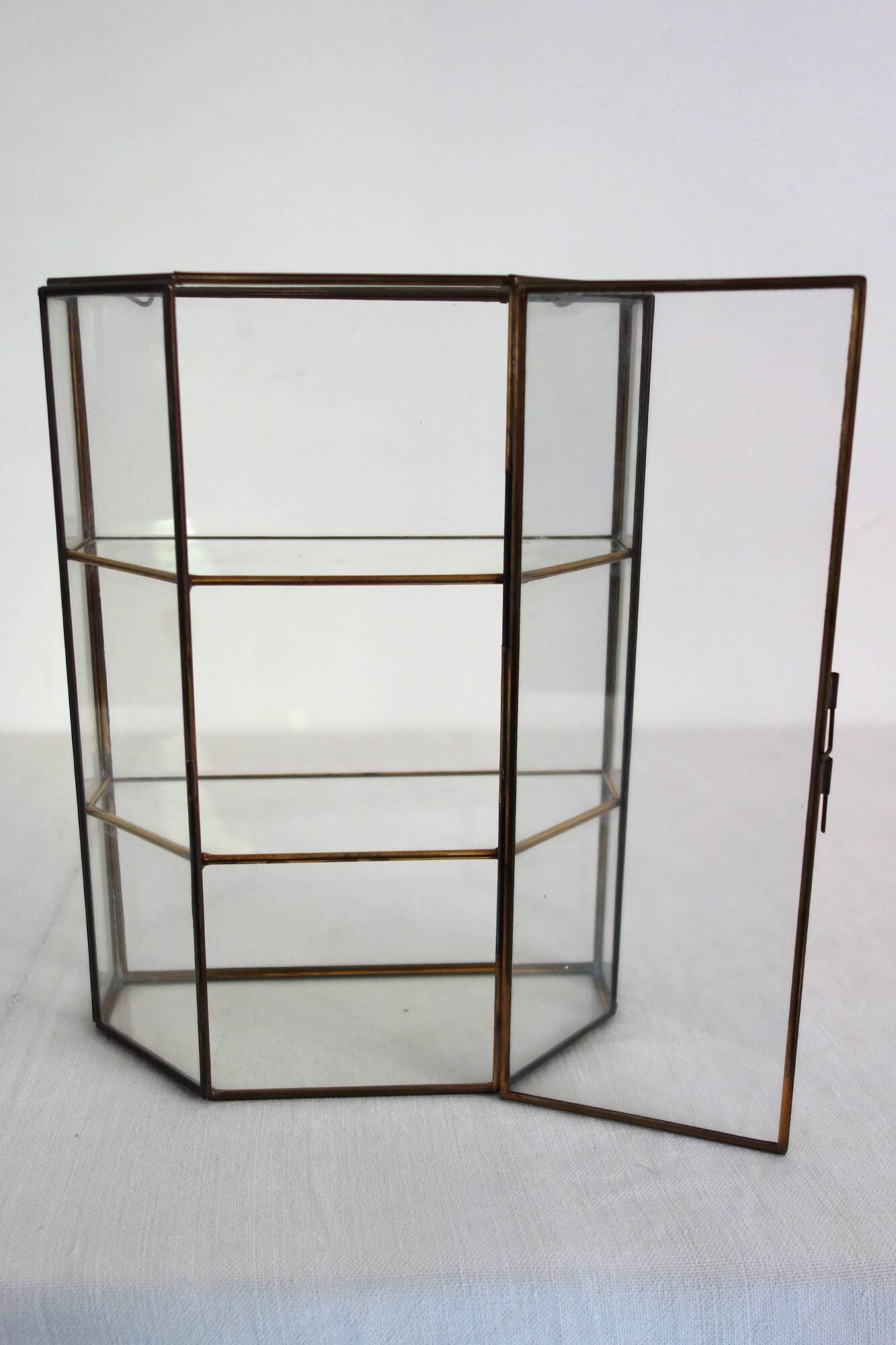 Vitrine Murale Vintage Verre Et Laiton