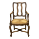 20th-century armchair in beech with a straw seat in Louis XV style.