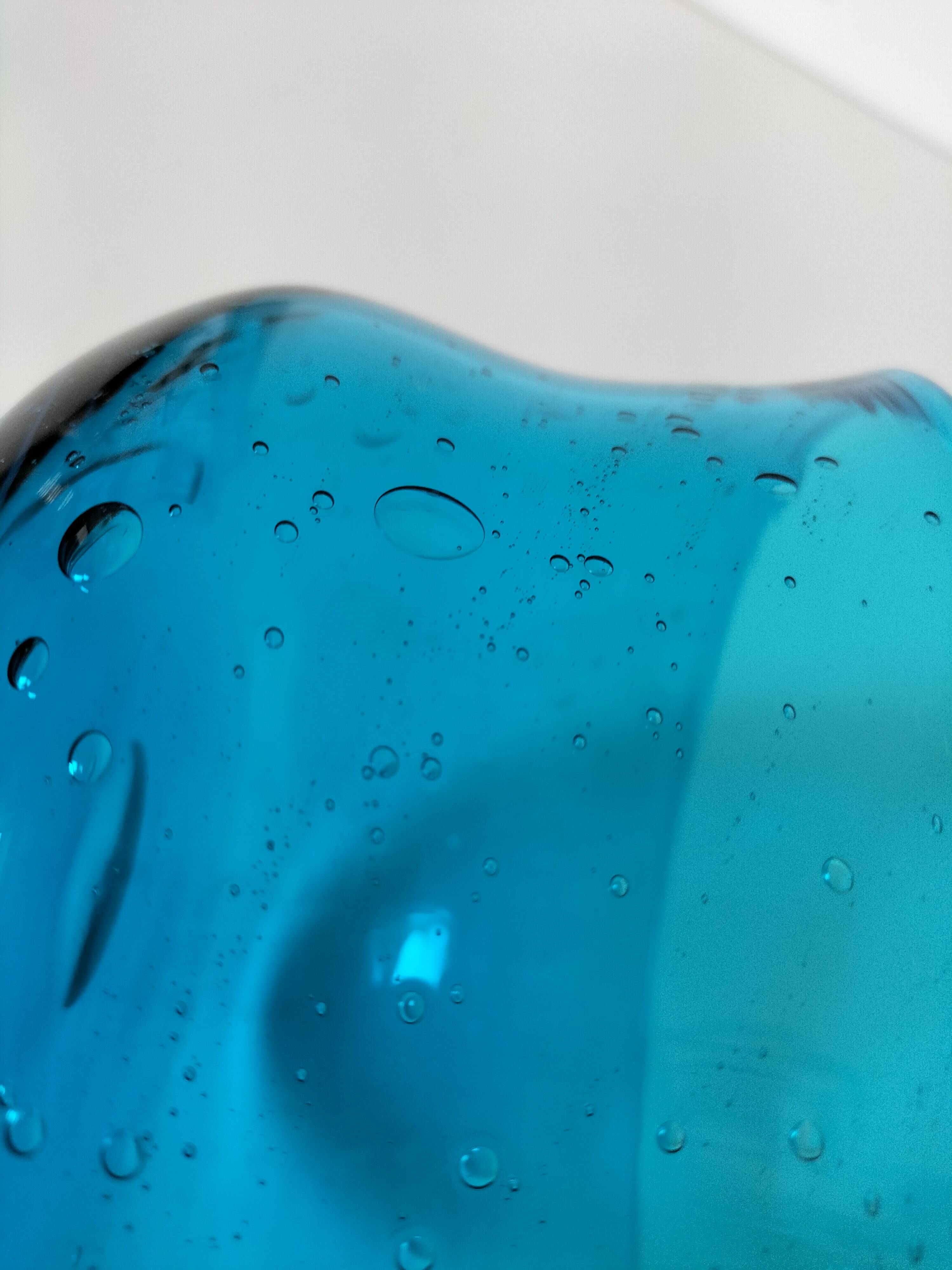 Vintage turquoise blue bubble glass coupe