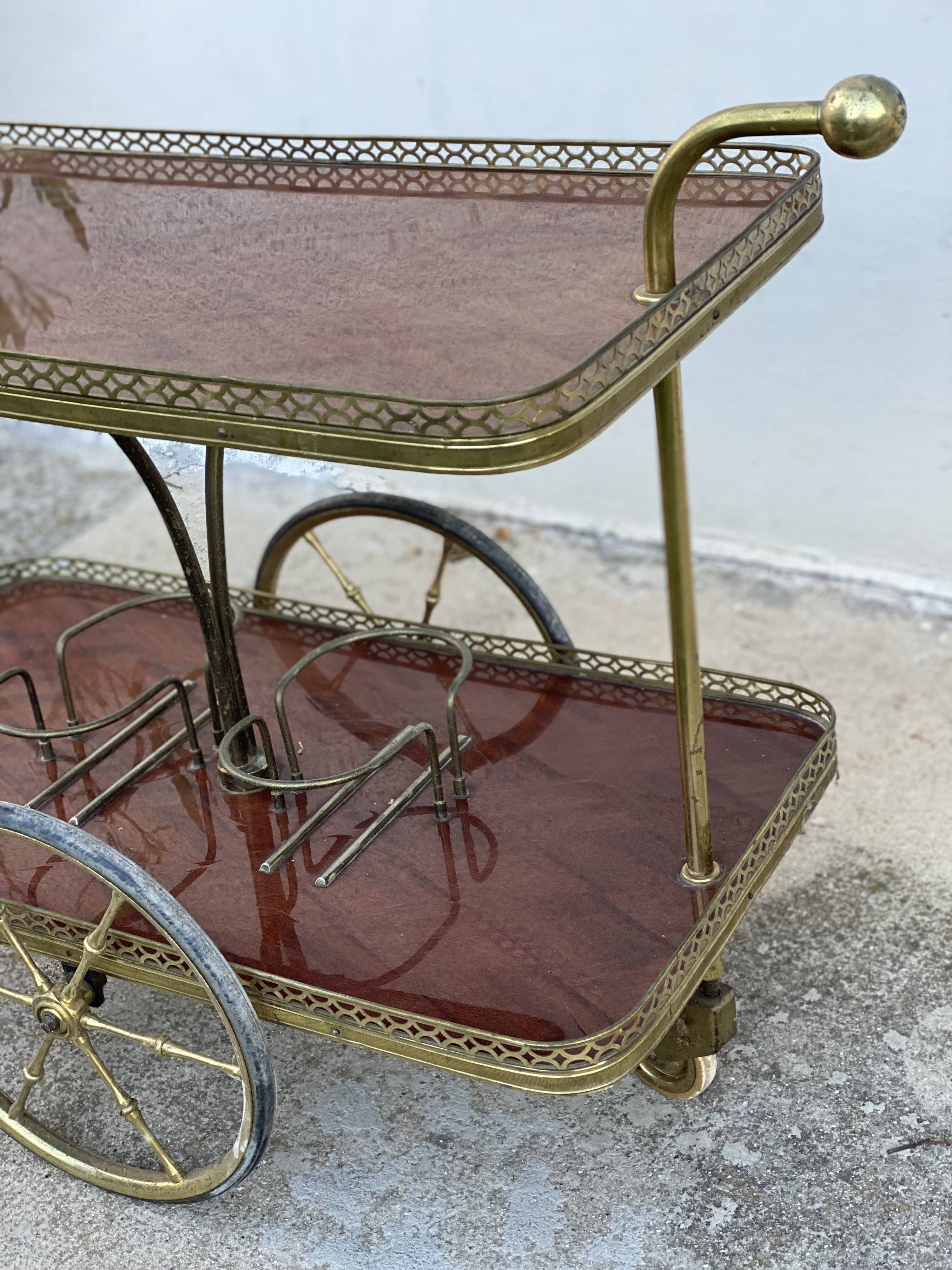 Table desserte à roulettes bar vintage 1950