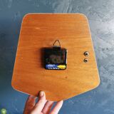 Vintage clock silent trapezoid wall clock "Trophy blue white ochre"