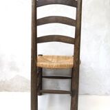 Chaise bois paillée brutaliste